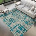 Blue 90 x 60 x 0.39 in Area Rug - 17 Stories Addison Bravado Abstract Crosshatch Peacock Power Loomed 1"8" X 2"6" Throw/Accent Rug Microfiber | Wayfair