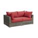 Latitude Run® Wicker/Rattan 2 - Person Seating Group w/ Cushions Synthetic Wicker/All - Weather Wicker/Wicker/Rattan in Red/Gray | Outdoor Furniture | Wayfair