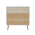 Commode blanc et effet bois et chêne 3 tiroirs 78cm