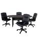 5 Piece Oval Conference Table Set with 4 LeatherSoft-Padded Task Chairs