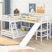 Twin over Full Bunk Bed with Twin Size Loft Bed with Desk and Slide, White/Espresso