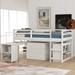 Nestfair Low Twin Loft Bed with Cabinet and Rolling Portable Desk