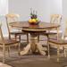 Brook 42 in. Oval Distressed Two Tone Light Creamy Wheat with Warm Pecan Brown Wood Dining Table (Seats 6) - 42"L x 42"W x 30"H