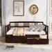 Contemporary and Concise Solid Construction Full Size Daybed Plywood+Pinewood Bed with Two Drawers