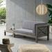 Brava Outdoor Acacia Wood Right Arm Loveseat and Coffee Table Set with Cushion by Christopher Knight Home