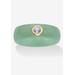 Women's 10K Yellow Gold Bezel Set White Topaz Jade Ring Jewelry by PalmBeach Jewelry in Jade Green (Size 9)