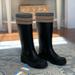 Burberry Shoes | Burberry Knit Top Trim Black Rubber Rain Boots | Color: Black | Size: 8