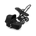 Bugaboo Cameleon 3 Plus, Easy and Versatile 2-in-1 Travel System: Pushchair, Carrycot & Comfort Pram, 0-4 Years, Black Chassis & Black Sun Canopy