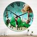 Design Art Rabbit Alice In Wonderland II - Children's Art wall clock Metal in White | 36 H x 36 W x 1 D in | Wayfair CLM40119-C29