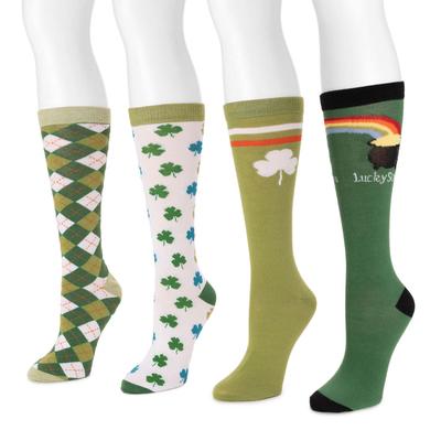MUK LUKS Women's 4-Pack Knee-High Sock Size One Size Green