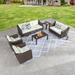 Winston Porter Bonnie-Louise Wicker/Rattan 7 - Person Seating Group w/ Cushions Synthetic Wicker/All - Weather Wicker/Wicker/Rattan | Outdoor Furniture | Wayfair