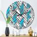 East Urban Home Gray & Blue Triangular Geometrics - Patterned wall clock Metal in Blue/Gray | 23 H x 23 W x 1 D in | Wayfair