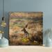 Loon Peak® Deer On Wheat Field - 1 Piece Square Graphic Art Print On Wrapped Canvas in Black/Brown/Green | 12 H x 12 W x 2 D in | Wayfair