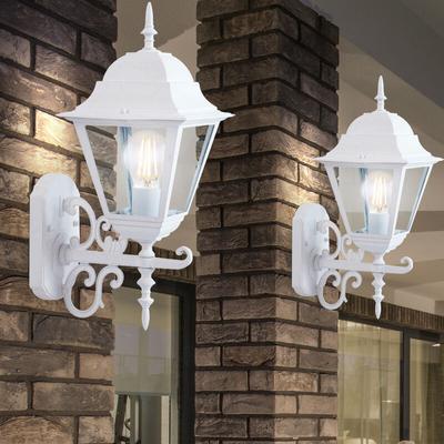 Etc-shop - Set di 2 lanterne illuminazione a parete casa bianca giardino in stile antico Vetro