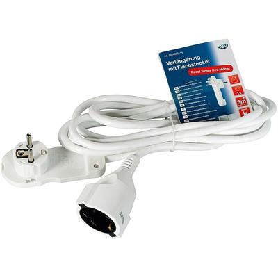 Verlängerungskabel 3m Flachstecker weiss Image