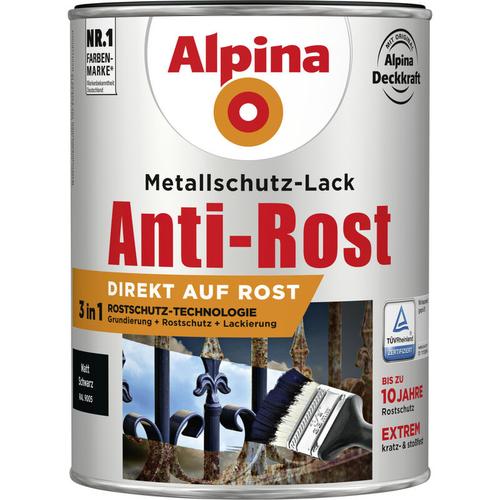 Alpina - Metallschutz-Lack Anti-Rost 25 l schwarz matt Metallack Schutzlack