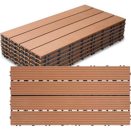 Swanew – Terrassenfliesen Holzfliesen wpc Fliesen 6er Kunststoff 3m² Garten 60x30cm Klickfliese