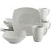 Gibson Zen Buffetware 12 Piece Square Dinnerware Plate, Bowl, & Mug Set, White