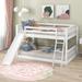 Full Over Full Size Wooden Bunk Bed with Convertible Slide and Ladder, 78.8''L x 95.5''W x 49.6''H, White