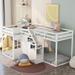 Modern Twin Over Twin Size L-Shaped Bunk Bed with Built-in Staircase and 3 Storage Space, 4 in 1 Design Wood Bed, White