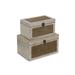 Set of 2 Brown Storage Boxes with Top and Front Rope Panels 11.75"