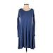 The Vanity Room Casual Dress: Blue Solid Dresses - Women's Size X-Small