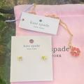 Kate Spade Jewelry | Kate Spade Coral Gold Spade Logo Necklace & Gold Logo Spade Earrings Nwt | Color: Gold/Pink | Size: Os