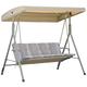 Outsunny 3 Seater Garden Swing Chair Patio Swing Bench with Tilting Canopy, Removable Cushion, Light Brown Top, Brown