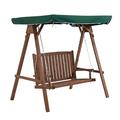 Outsunny 2 Seater Garden Swing Seat Wooden Swing Chair Hammock Bench Loveseat Furniture Lounger with Canopy - Green