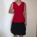 Nine West Dresses | Nine West Red And Black Color Block Pleated Dress Office Work Women’s Size 10 | Color: Black/Red | Size: 10
