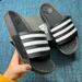 Adidas Shoes | Adidas Adilette Boost Slide Sandals In Black White | Color: Black | Size: 8