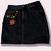 Zara Skirts | Jean Skirt With Embroidered Flowers | Color: Gray/Orange | Size: M