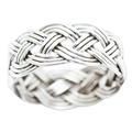 Open Weave,'Men's Sterling Silver Band Ring With Open Weave Design'