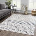 Tigris TGS-2332 6'7" Round Contemporary,Transitional Ivory/Blue Area Rug - Hauteloom