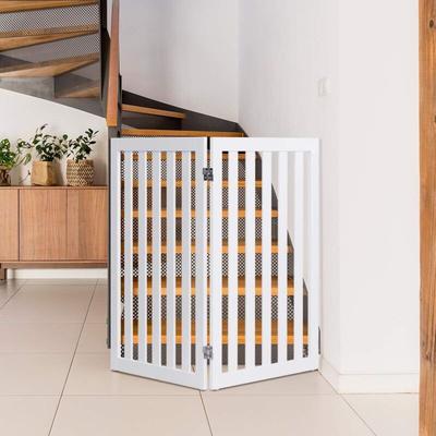 Costway - Absperrgitter Hunde 89cm Hoch Treppenschutzgitter Schutzgitter Treppengitter Weiss-2 Image