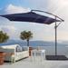 AOOLIMICS 8.2ft Offset Hanging Patio Umbrella w/Base,Steel Ribs