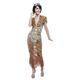 Deluxe 20s Sequin Gold Flapper Costume, Dress, (M)