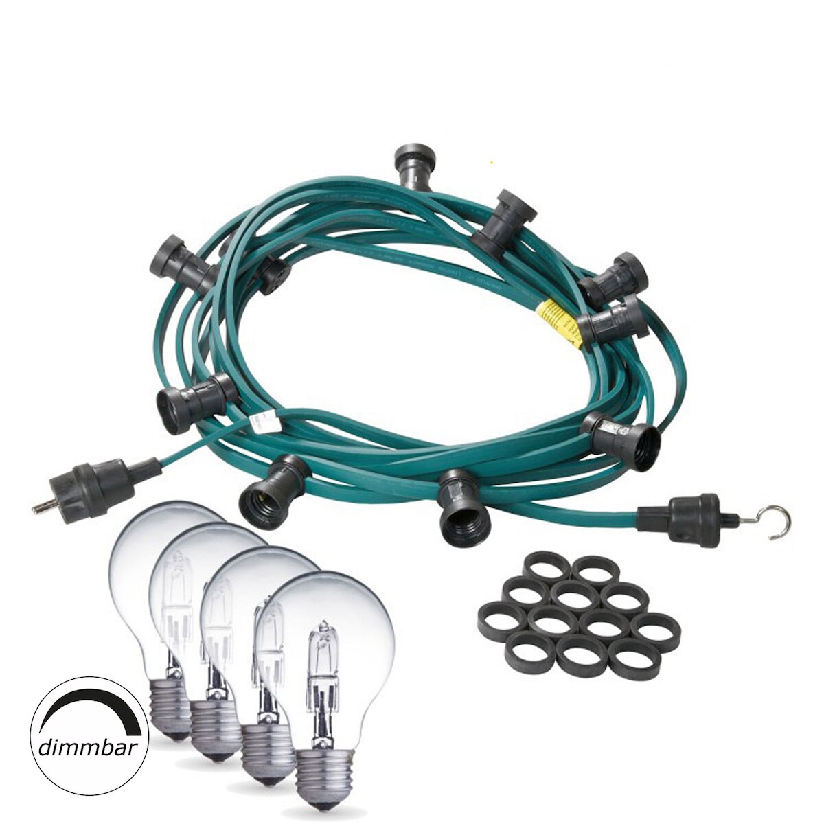 SATISFIRE Illu- Party Garten Außenlichterkette 20m grün 20 Halogenlampen dimmbar Image