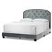 Arin Silver Grey Velvet Queen Bed Button Tufting and Black Nail Head