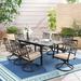 Seats up to 6/8 Outdoor Patio Dining Set, 6/8 Metal Swivel Chairs, 1 Rectangular Expandable Table