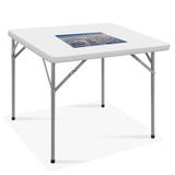 LUCKYREMORE 34" Square Portable Folding Table Plastic/Resin in White | 29 H x 34 W x 34 D in | Wayfair KM3953