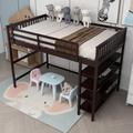 Harriet Bee Full Size Wood Loft Bed w/ Shelves & Desk | 68 H x 57 W x 76 D in | Wayfair 27905F03AD474AB19D7AA91CBF4D38ED