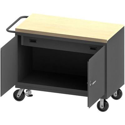 Durham Mfg 24" x 48" 2 Door 1 Drawer Mobile Maple Top Workstation with Floor Lock 3413-MT-FL-95