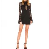 Free People Dresses | Free People Black Lace Bell Sleeves Short Casual Dress | Color: Black | Size: S