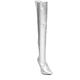 Womens Ladies Sexy Thigh High Kinky Fetish Over The Knee Stiletto Heel Full Side Zip Boots Size UK 4-12 (4 UK, Silver Patent)