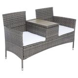 Winston Porter Pai Loveseat w/ Cushions Wicker/Rattan/Metal in Gray | 33.1 H x 52.4 W x 24.8 D in | Outdoor Furniture | Wayfair