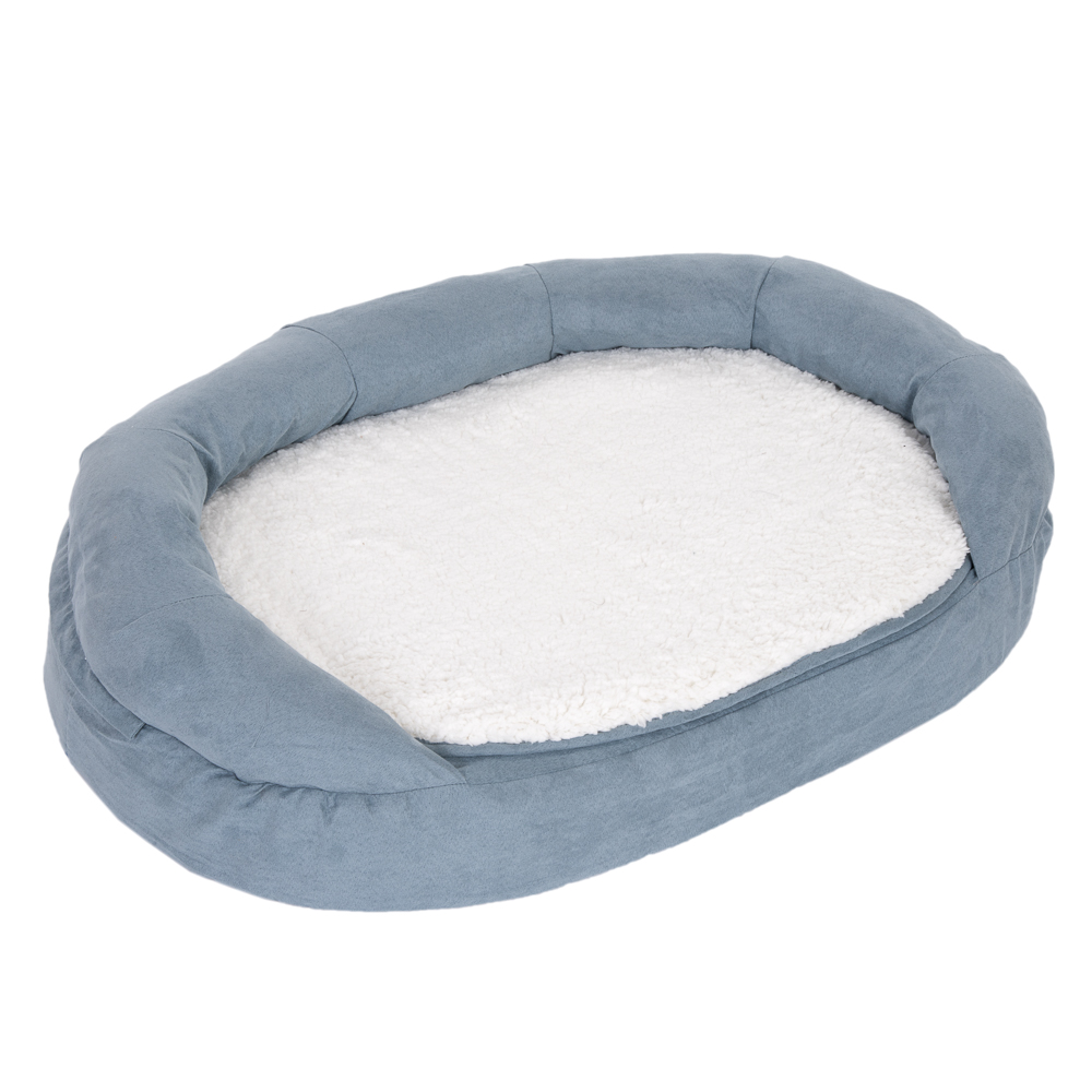 Oval Grey Memory Foam Dog Bed 117x72x24cm (LxWxH)