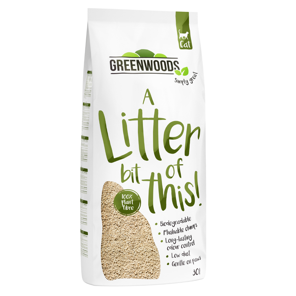 30L Plant Fibre Greenwoods Natural Clumping Litter