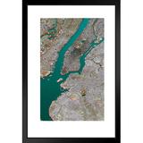 Latitude Run® New York City Satellite View Topographic Map Landscape Photo Matted Framed Art Print Wall Decor 20X26 Inch | Wayfair