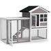 Aylmar Tucker Murphy Pet™ Wooden Chicken Coop 2-story Rabbit Hutch Indoor Outdoor Use Gray+white+black Metal (provides the best ventilation)/Solid Wood (common for Rabbit Hutches) | Wayfair